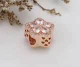 Shinny Crystal Flower Charm Bracelet with Rose Snowflake Beads