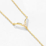 V Shape Pearl Necklace Sterling 925 Silver Long Chain Jewelry Gift