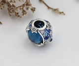 Dark Crystal Star Silver Charm Bracelet 925 Silver