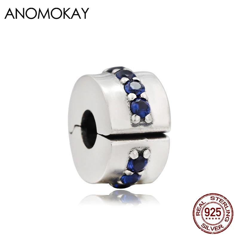 925 Silver Locker Charm with Dark Crystal Stopper