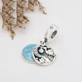 925 Silver Star Moon Crane Enamel Pendant for Bracelet DIY