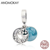 925 Silver Star Moon Crane Enamel Pendant for Bracelet DIY