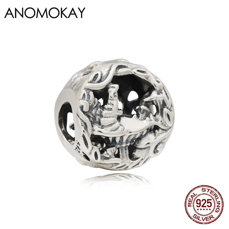 Openwork Round Silver Charm Bracelet Bead