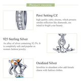S925 Silver Christmas Elk Pendant Crystal Charm Bracelet Necklace Jewelry