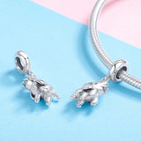 925 Sterling Silver Happy Elephant Charm Pendant Jewelry