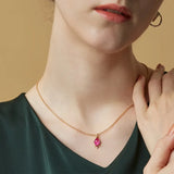 Rhombus Corundum Necklace 925 Silver Jewelry
