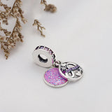 Anomokay Enamel Heart Pendant Charm 925 Silver Purple Bead