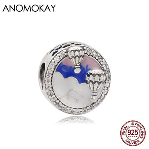Romantic Dark Enamel Hot Air Ballon Silver Charm for Bracelet & Necklace