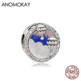 Romantic Dark Enamel Hot Air Ballon Silver Charm for Bracelet & Necklace