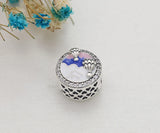 Romantic Dark Enamel Hot Air Ballon Silver Charm for Bracelet & Necklace