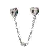 Romantic Heart Clasp Silver Safety Chain for Bracelet Bangle