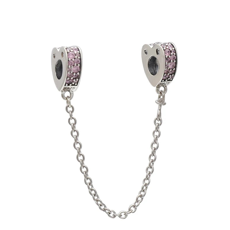 Romantic Heart Clasp Silver Safety Chain for Bracelet Bangle
