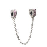 Romantic Heart Clasp Silver Safety Chain for Bracelet Bangle