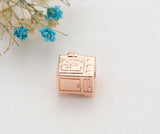 925 Sterling Silver Camera Charm for Bracelet, Rose Plated Bead for Diy Jewelry