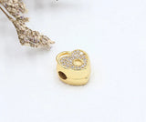 Shinny Crystal Heart Crown Bead for Bracelet, Romantic Love Lock Beads