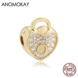 Shinny Crystal Heart Crown Bead for Bracelet, Romantic Love Lock Beads