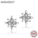 Zircon Star Silver Stud Earrings 925 Sterling Silver Casual Earring