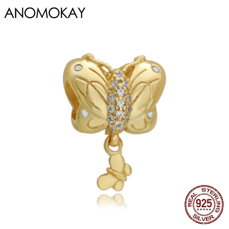 Anomokay Butterfly Charm with Crystal for DIY Bracelet