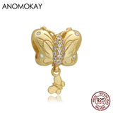 Anomokay Butterfly Charm with Crystal for DIY Bracelet