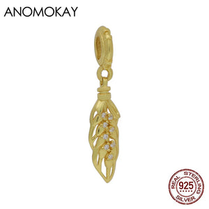 Spring Wheat Ears Pendant Charm for Bracelets with Crystal
