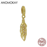 Spring Wheat Ears Pendant Charm for Bracelets with Crystal