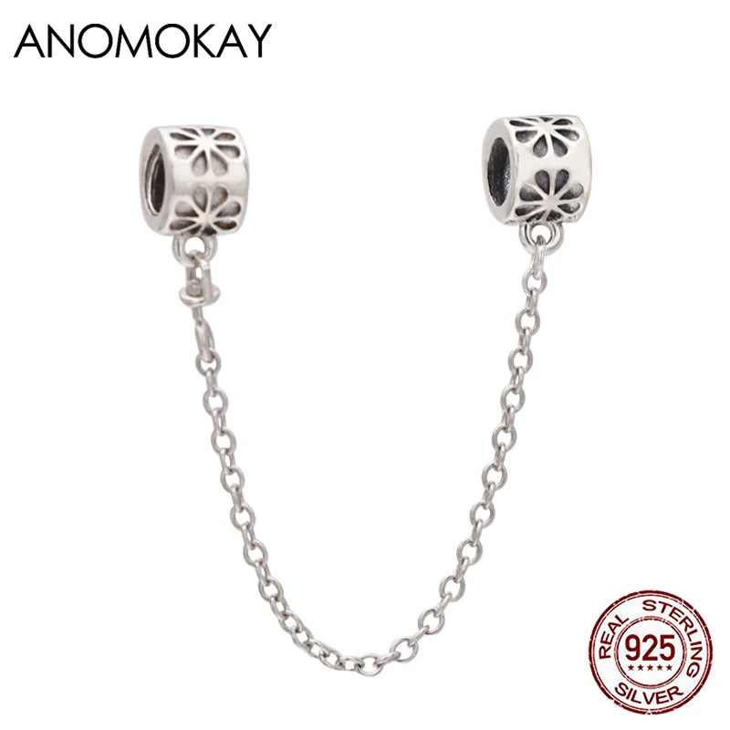 925 Silver Daisy Flower Safety Chain for DIY Bracelets & Bangles