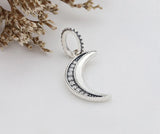 925 Silver Moon Pendant Charm with Crystal Moon Beads