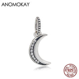 925 Silver Moon Pendant Charm with Crystal Moon Beads