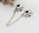 Pink Crystal Fan Clasp Silver Safety Chain for DIY Bracelets