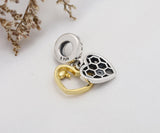 925 Silver Double Heart Bee Pendant Charm for Bracelet Necklace