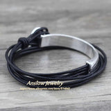 Anslow Classic Vintage Style Silver Plated Leather Bracelet Couple Gift