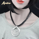 Anslow Jewelry Multilayer Round Chokers For Women Collar Statement Necklace