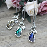 Anslow Winter Sweater Chain Length Necklace with Irregular Crystal Pendant