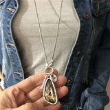 Anslow Winter Sweater Chain Length Necklace with Irregular Crystal Pendant