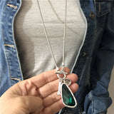 Anslow Winter Sweater Chain Length Necklace with Irregular Crystal Pendant