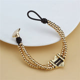 Anslow Wedding Leather Beads Bracelet Heart Charms Love