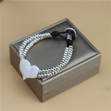 Anslow Wedding Leather Beads Bracelet Heart Charms Love