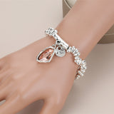 Anslow Jewelry Ancient Silver Plated Crystal Adjustable Size Women Bracelet