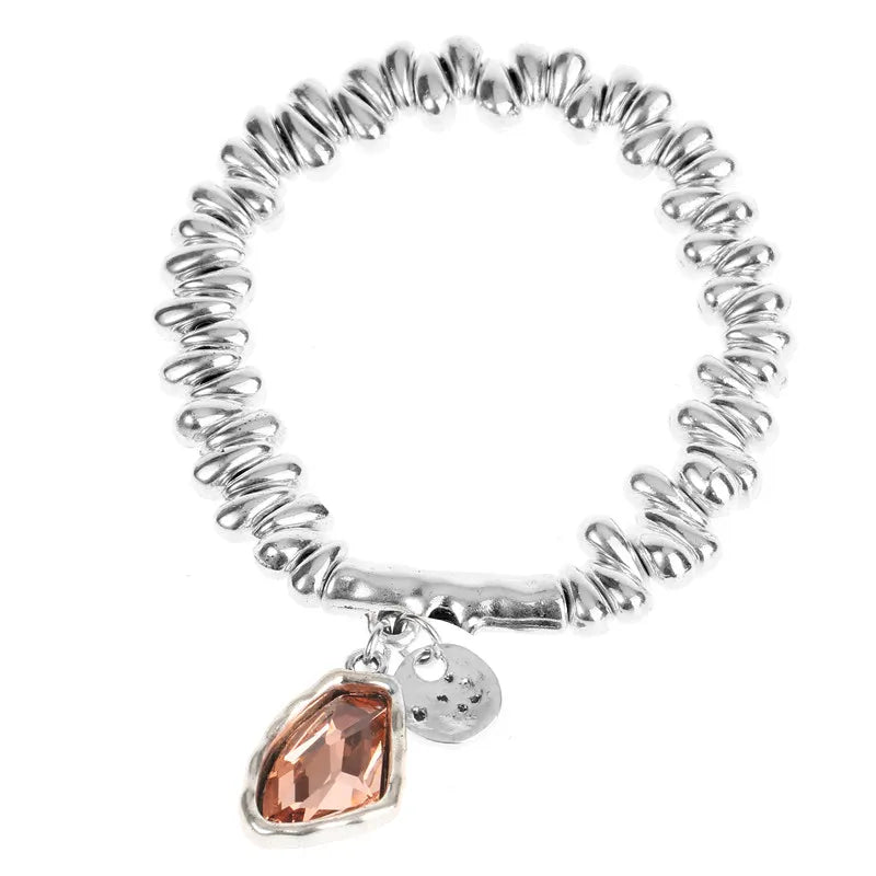 Anslow Jewelry Ancient Silver Plated Crystal Adjustable Size Women Bracelet