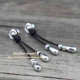 Anslow Water Drop Vintage Style Leather Earrings