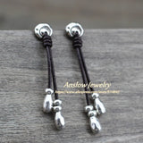 Anslow Water Drop Vintage Style Leather Earrings