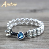 Anslow Heart Leather Bracelet Crystal Rhinestone Women Gift