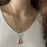 Anslow Heart Beads Chain Choker Necklace for Women