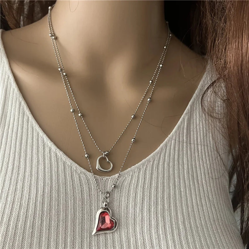 Anslow Heart Beads Chain Choker Necklace for Women
