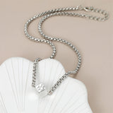 Anslow Vintage Silver Plated Choker Necklace Cube Charms