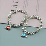 Anslow Metal Beads Bracelet Crystal Heart Adjustable Women Vintage Style
