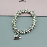 Anslow Metal Beads Bracelet Crystal Heart Adjustable Women Vintage Style