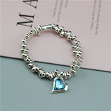 Anslow Metal Beads Bracelet Crystal Heart Adjustable Women Vintage Style