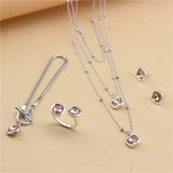 Anslow Bride Wedding Jewelry Set Multilayer Choker Chain Necklace