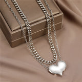 Anslow Chain Women Accessories Statement Necklace Heart Pendant Charms Collar 